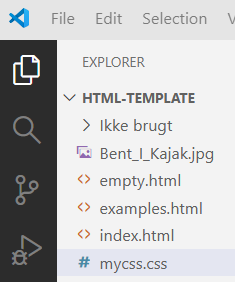 Visning af mappe i Visual Studio Code