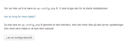 Starten på opsætning af WordPress