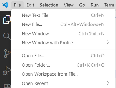 Open folder i Visual Studio Code